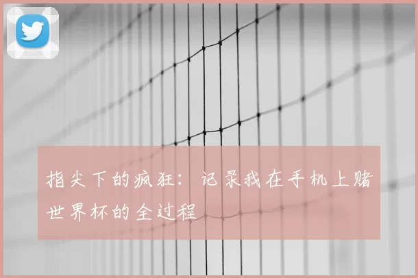 指尖下的疯狂：记录我在手机上赌世界杯的全过程
